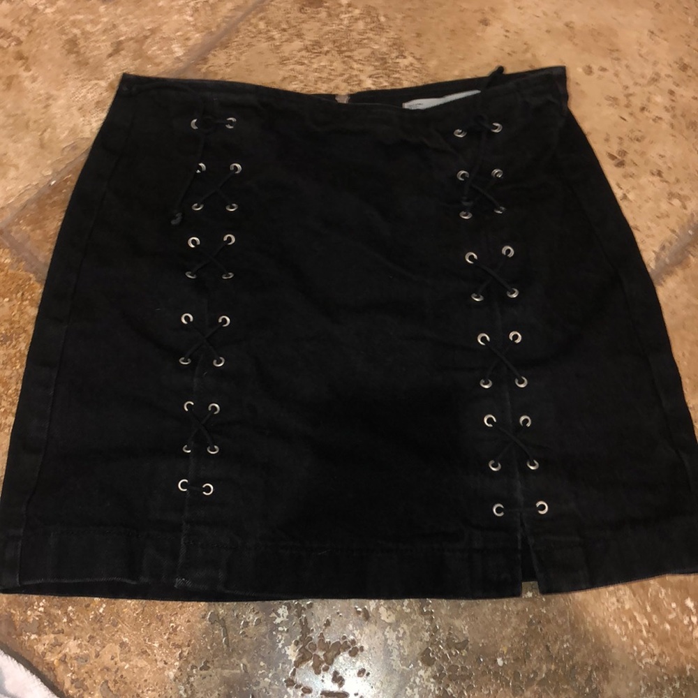 Black denim skirt